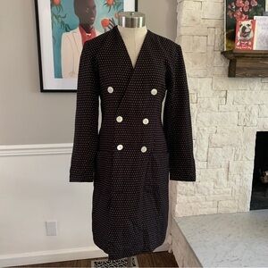 Vintage Liz Claiborne Dress 80s 90s Double Breasted Polka Dot Black White Size 4